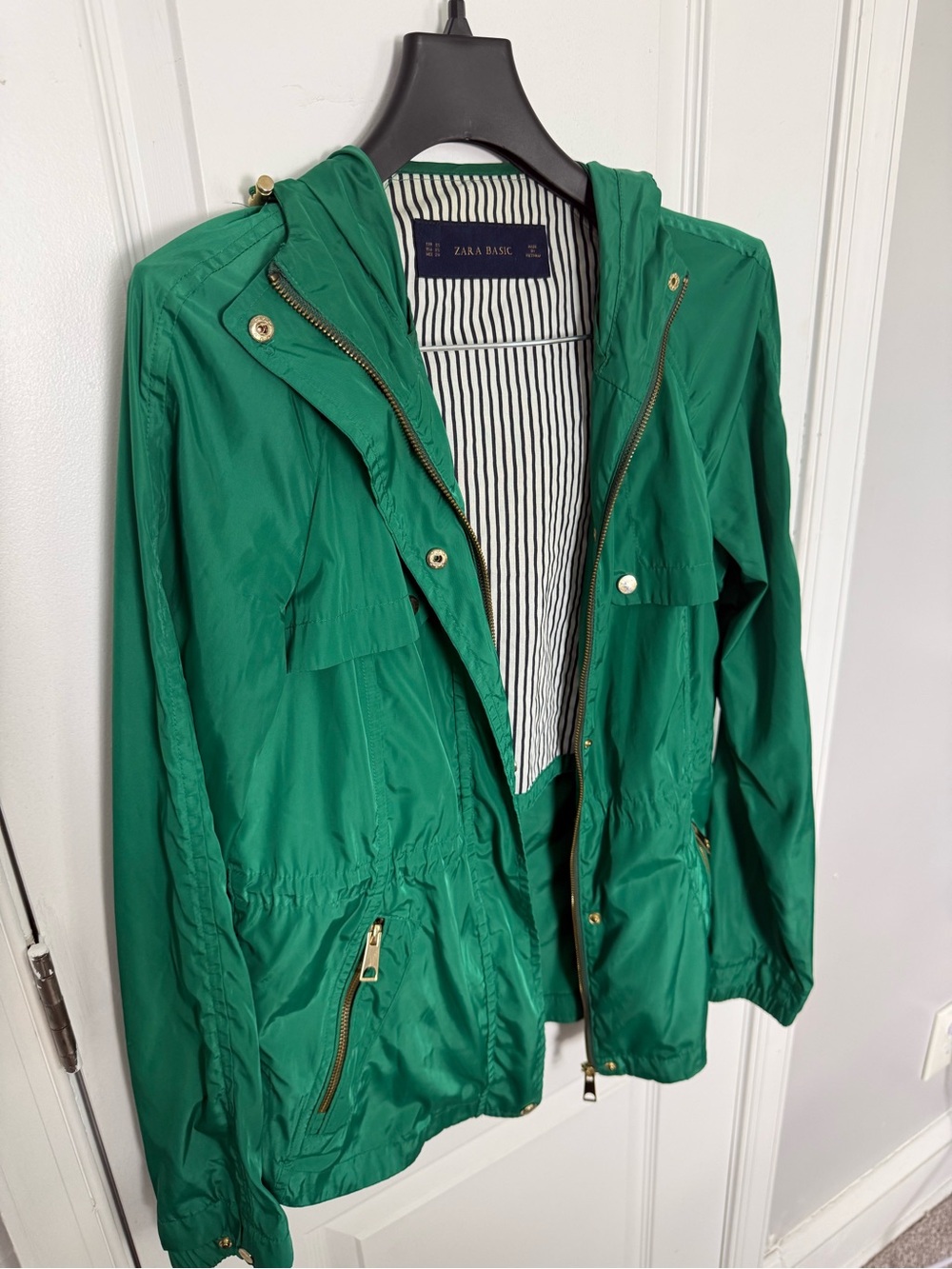 Zara Green Hooded Utility Anorak Jacket